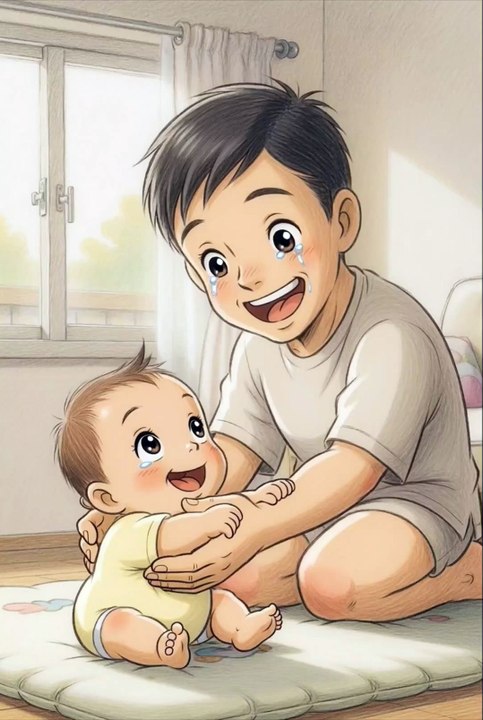 Anime Dad's Adorable Playtime with Baby 😍 Pure Giggles! #Shorts