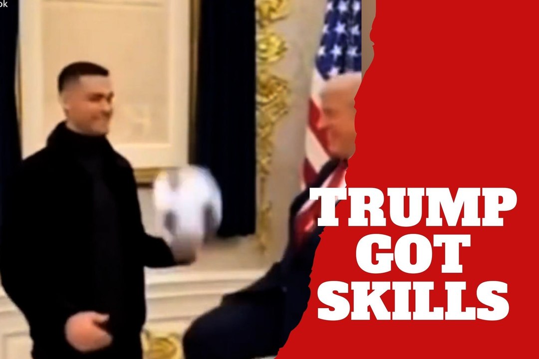 Donald Trump and Cristiano Ronaldo show their soccer skills at the White House