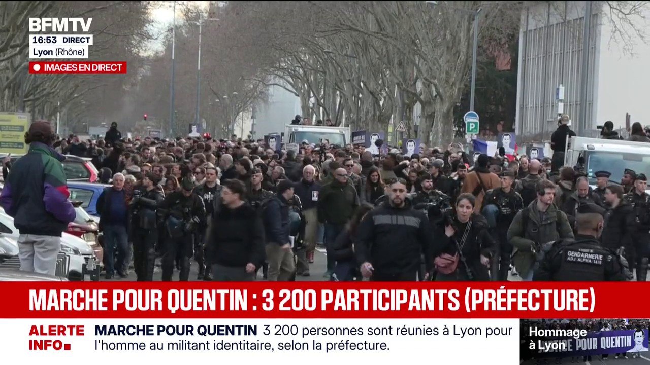 Mort de Quentin Deranque : selon la préfecture, 3.200 personnes participent à la marche à Lyon