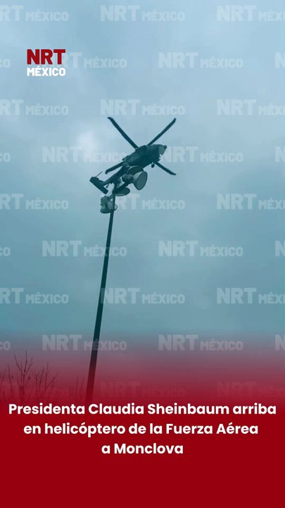 🚁🇲🇽 La presidenta Claudia Sheinbaum arribó a Monclova a bordo de un helicóptero de la Fuerza Aérea Mexicana para encabezar la entrega de Viviendas del Bienestar.