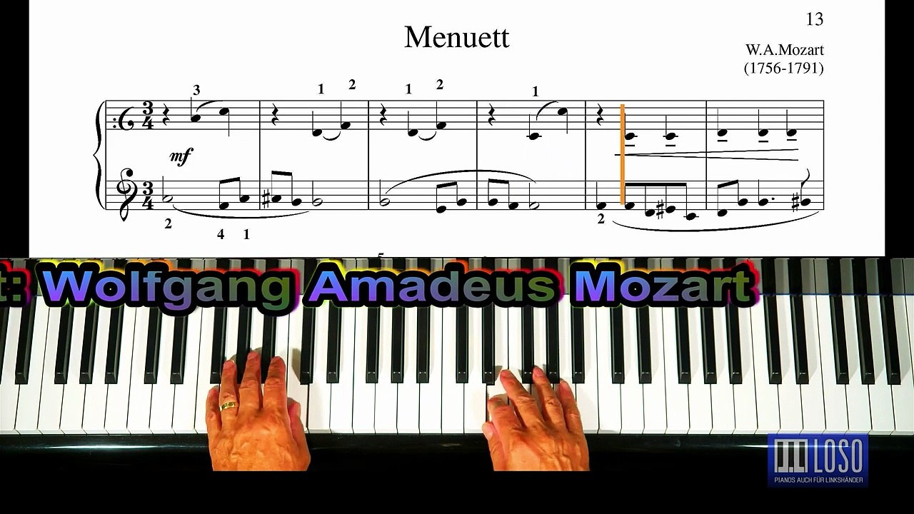 Mozart Menuett – Band 2 | Loso Klavierschule für Linkshänder