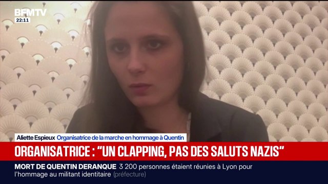 Saluts nazis et chants racistes pendant l'hommage à Quentin Deranque à Lyon: Aliette Espieux, organisatrice de la marche, explique que c'est un clapping