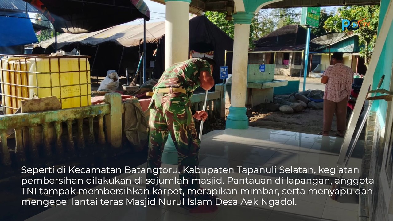 TNI dan Warga Gotong Royong, Tempat Ibadah dan Sekolah di Tapanuli dan Aceh Kinclong Lagi