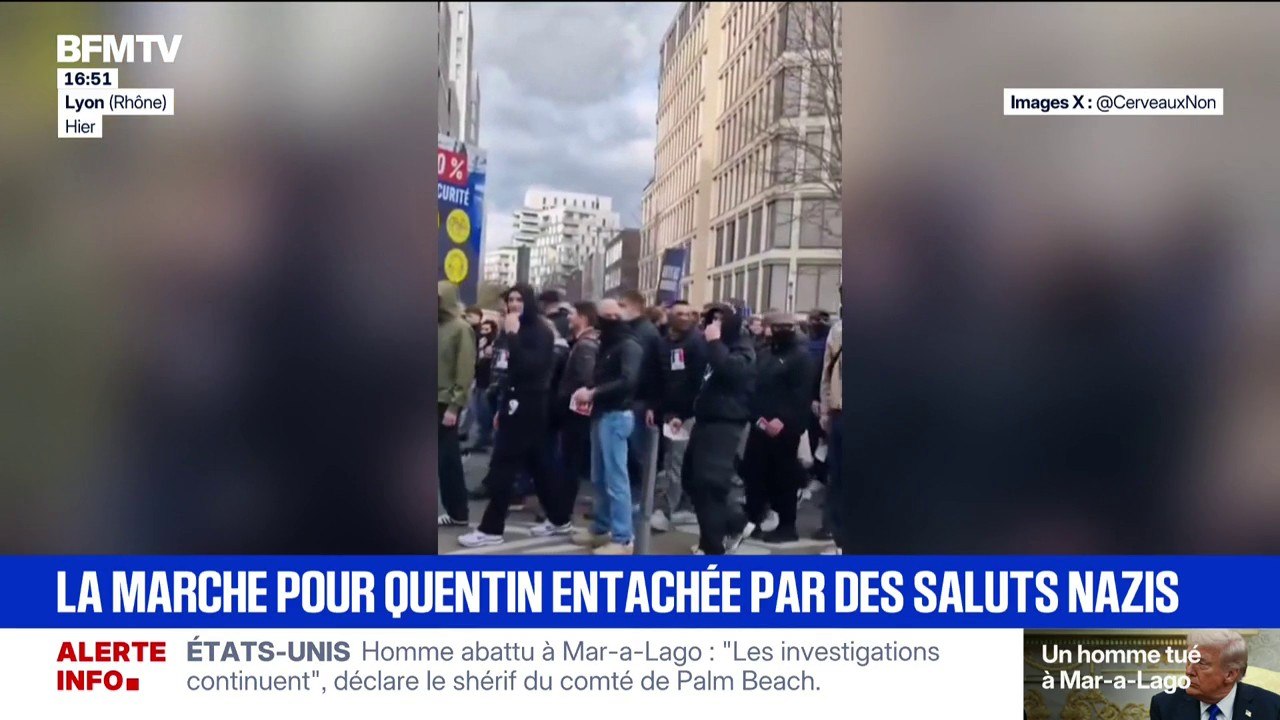 Les images des incidents racistes lors de la marche en hommage à Quentin Deranque à Lyon ce samedi
