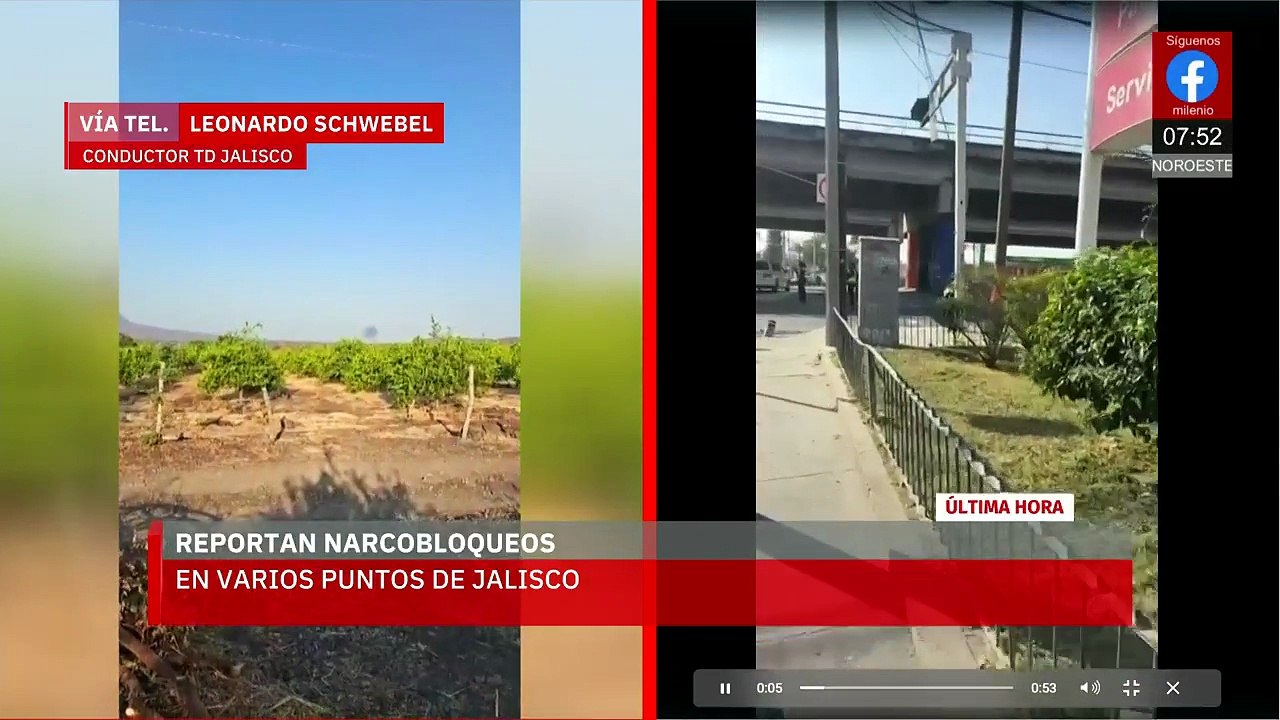 Jalisco suspende transporte público por narcobloqueos y balaceras en Guadalajara