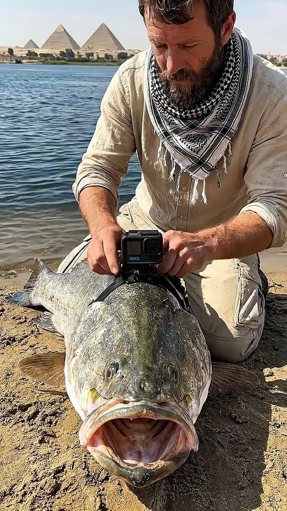 A Giant Nile Perch Finds Something Unexpected in Nile River! #AnimalPOV #GoPro #NileRiver