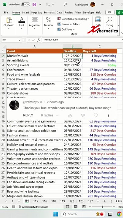 Calculate Year, Months and Days Remaining - Excel Tips and Tricks