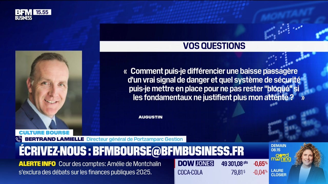 Culture Bourse : « Comment puis-je différencier une baisse passagère d'un vrai signal de danger, et quel système de sécurité puis-je mettre en place ? », par Julie Cohen-Heurton - 23/02