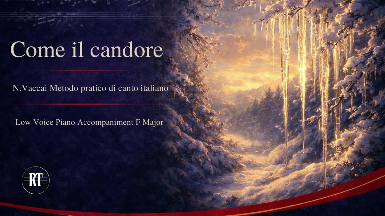 Vaccai  Come il candore  Low Voice Piano accompaniment F major