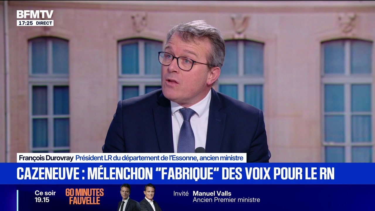 "LFI a sans doute besoin de l'arrivée au pouvoir du RN  pour espérer exister et mettre le chaos dans le pays", estime François Durovray, président LR du département de l'Essonne