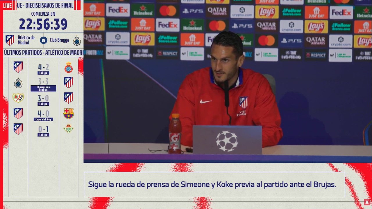 Koke, rueda de prensa completa en la previa del Atlético de Madrid - Brujas | UEFA Champions League