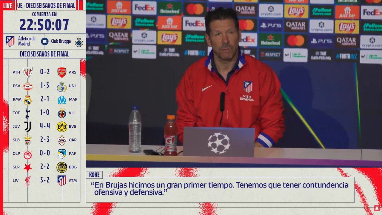 Simeone, rueda de prensa completa previa al Atlético de MADRID - BRUJAS | UEFA CHAMPIONS LEAGUE
