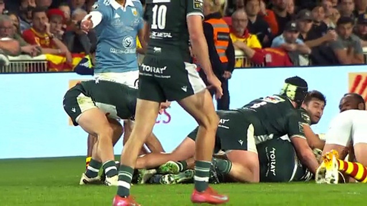 TOP 14 - Essai de Aaron GRANDIDIER (SP) - USA Perpignan - Section Paloise