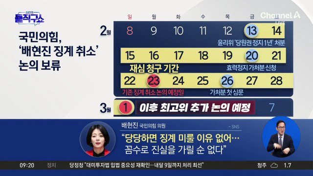 국민의힘 최고위, ‘배현진 징계 번복’ 논의 보류