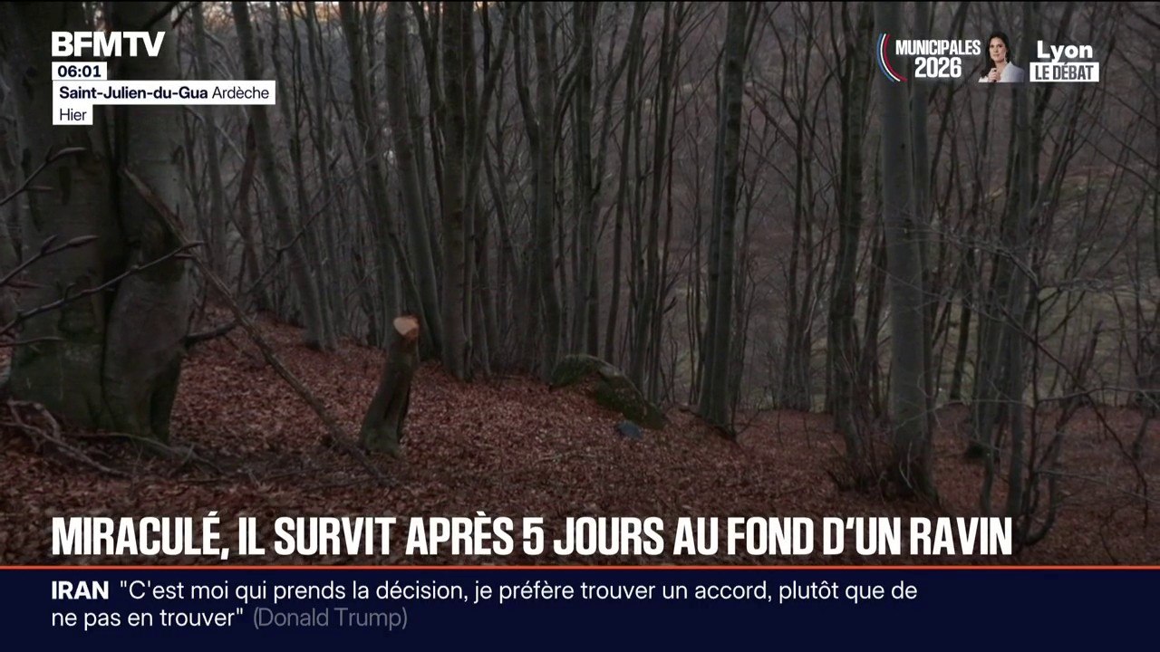 Ardèche: un automobiliste retrouvé grièvement blessé au fond d'un ravin cinq jours après une sortie de route