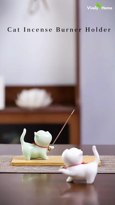 Cute Cat Incense Burner Holder | Ceramic Aroma Diffuser & Home Decor