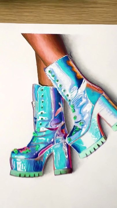 Dessin chaussures texture holographique