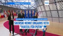 Polens Außenminister Sikorski kritisiert Ungarns Ukraine-Veto als "Eskalation", die "Putin begünstigt"