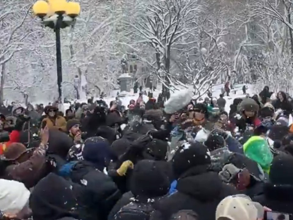 Schneeball-Chaos in New York: Polizei gerät ins Kreuzfeuer