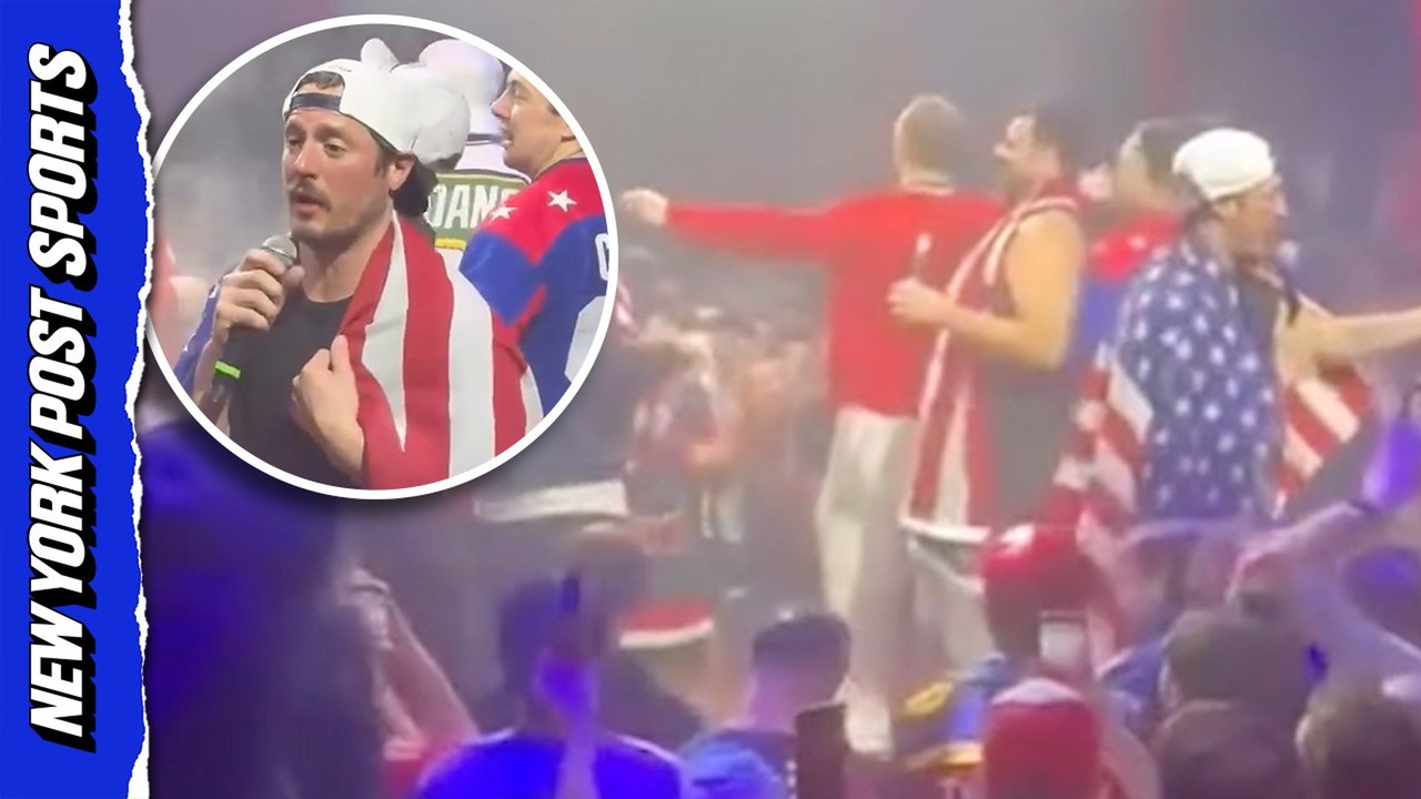 Rangers Captain J.T Miller, Team USA sing "Courtesy of the Red, White, and Blue" at E11ven nightclub