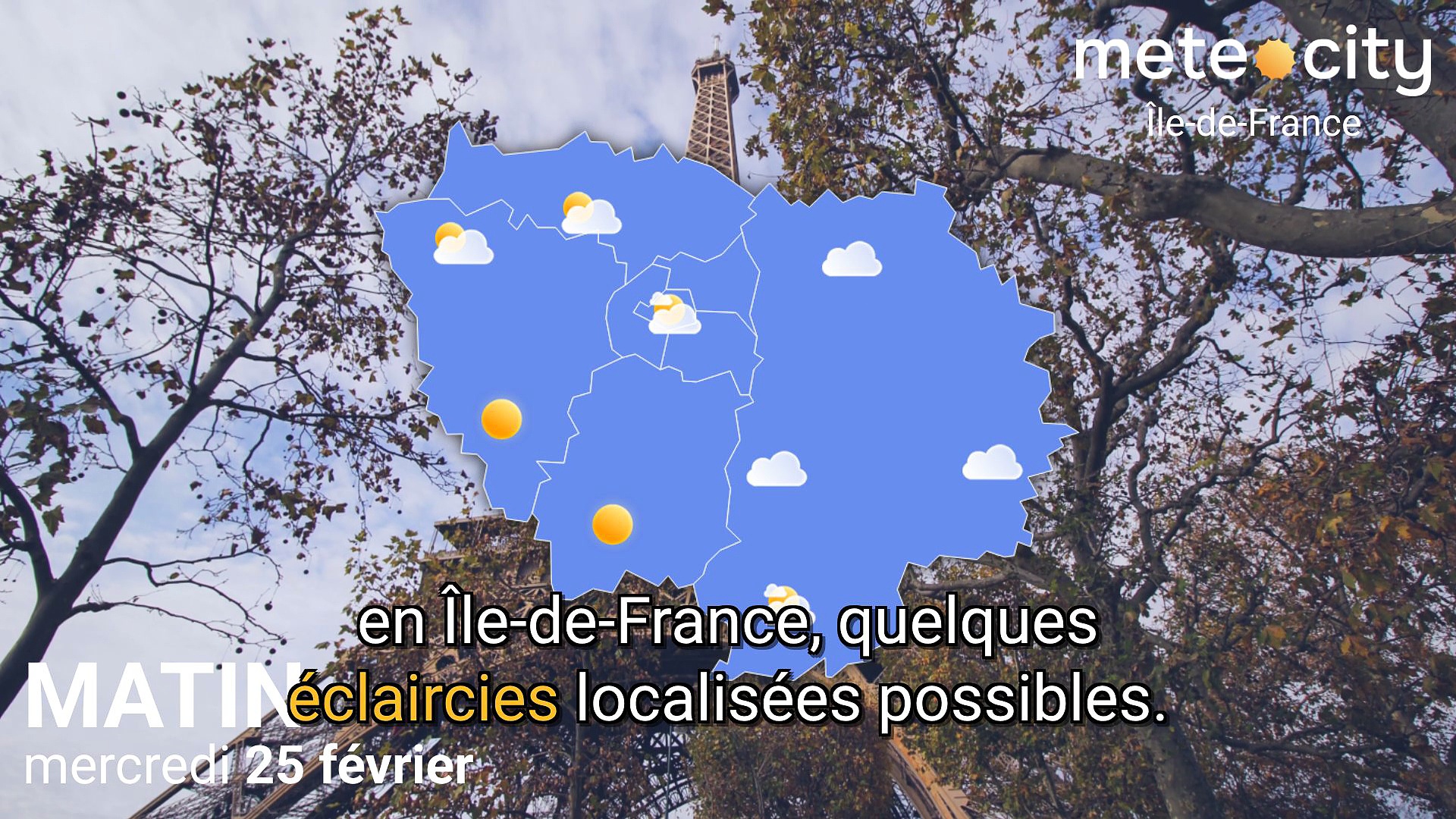 Bulletin météo Île-de-France du mercredi 25 février 2026