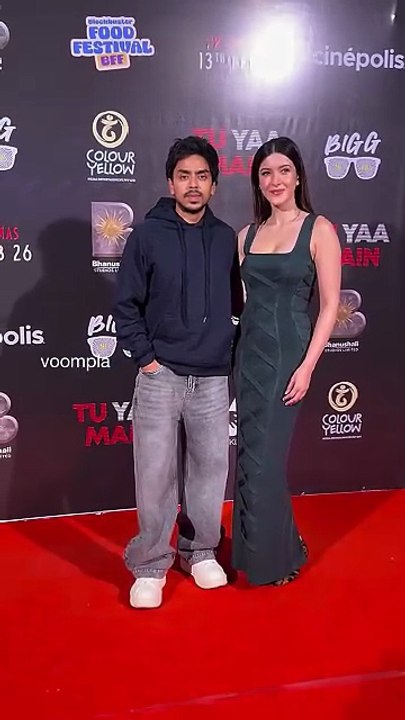 the duo, gourav adarsh and shanaya kapoor gets clicked together at screening of their upcoming movie