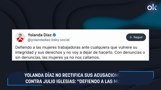 Yolanda Díaz no rectifica sus acusaciones 'fake' contra Julio Iglesias: Defiendo a las mujeres