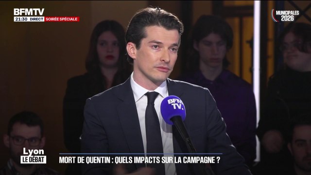 Alexandre Dupalais, candidat UDR-RN à la mairie de Lyon, affirme que c'est bien la moindre des choses d'afficher le portrait de Quentin Deranque sur la mairie de la ville