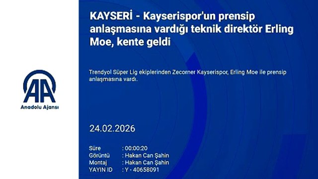 Kayserispor'un prensip anlaşmasına vardığı teknik direktör Erling Moe, kente geldi | Ajansspor | AA