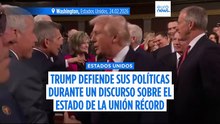Trump presume de una "transformación histórica" en su extenso discurso de la Unión, pese a unas encuestas en mínimos