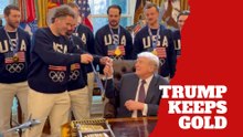 Trump wears Team USA gold medal at White House celebration