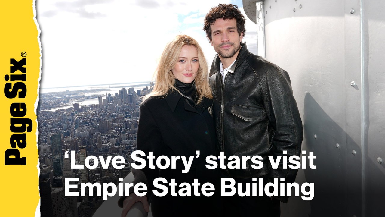 Paul Anthony Kelly and Sarah Pidgeon visit the Empire State Building amid release of 'Love Story: John F. Kennedy Jr. & Carolyn Bessette'