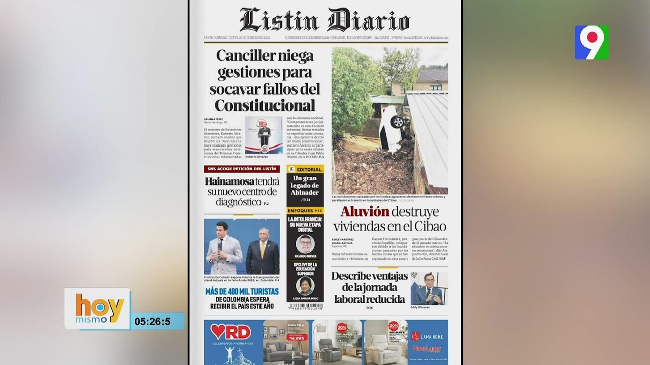 Titulares prensa dominicana jueves 26 de febrero 2026 | Hoy Mismo