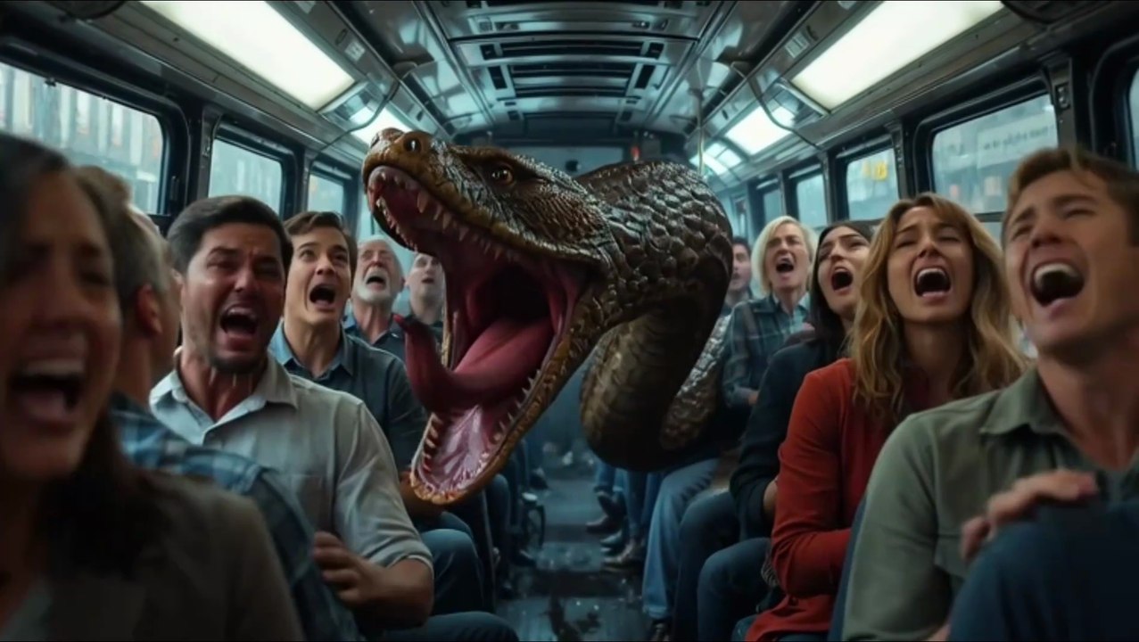Giant Python Attacks Jungle Bus  Terrifying AI Wildlife Encounter