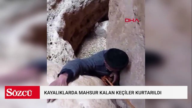 Siirt’te kayalıklarda mahsur kalan 2 keçiyi köylüler kurtarıldı
