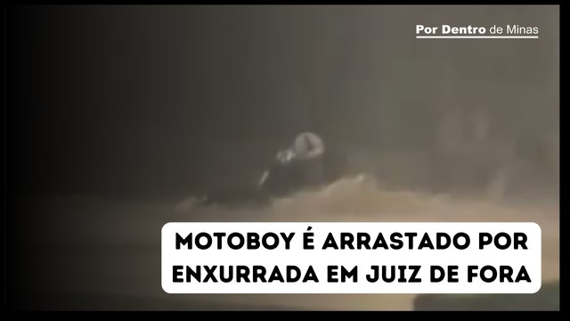 Motoboy é arrastado por enxurrada após forte chuva em Juiz de Fora