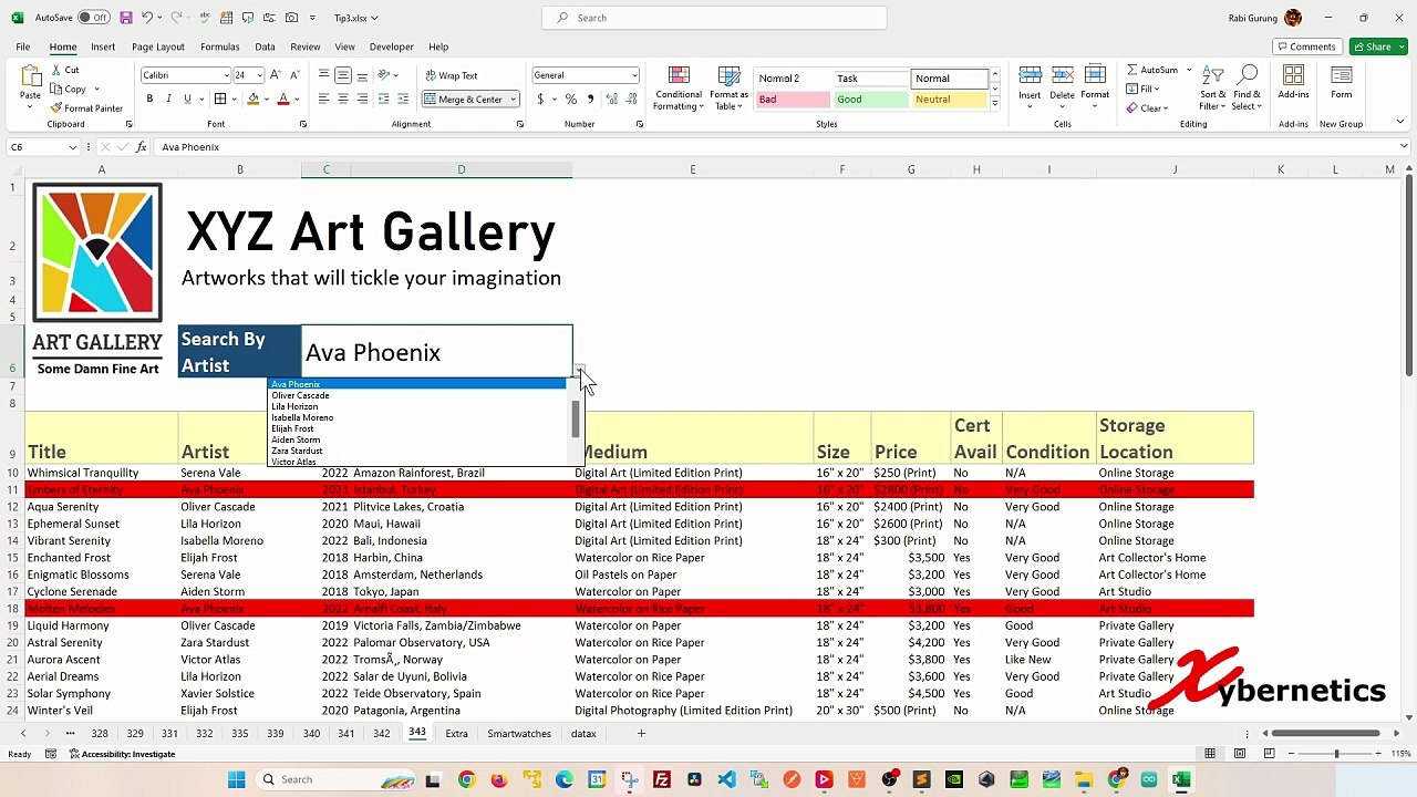 Dynamic Search Bar to Highlight Row in Excel - Excel Tips and Tricks