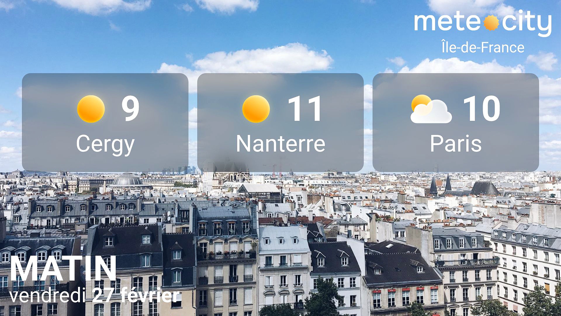 Bulletin météo Île-de-France du vendredi 27 février 2026
