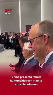 🤖🇨🇳 China exhibió robots humanoides con inteligencia artificial capaces de realizar movimientos de kung fu durante la visita del canciller alemán Friedrich Merz.