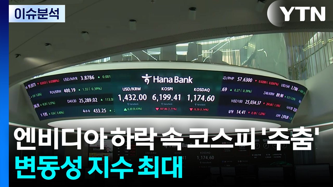 [뉴스나우] 엔비디아 하락 속 코스피 '주춤'...변동성 지수 최대 / YTN