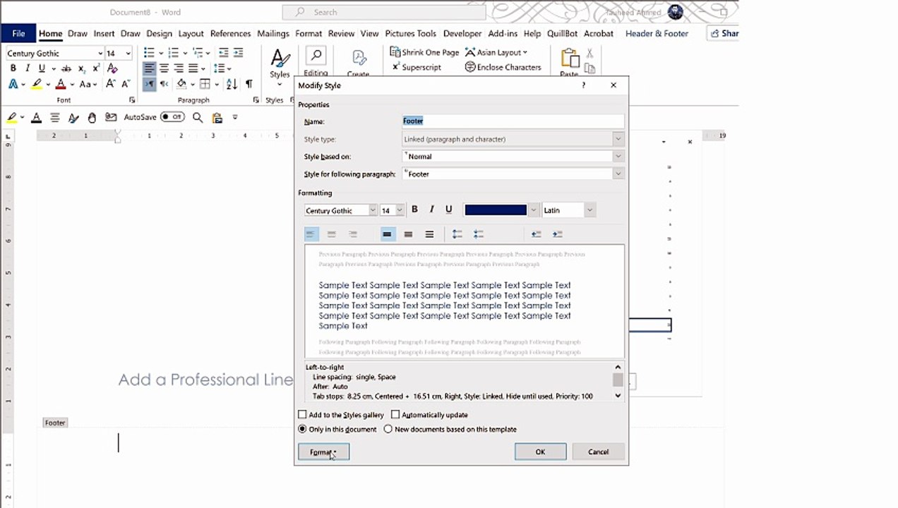 Add a Professional Line in Footer in Word Easily