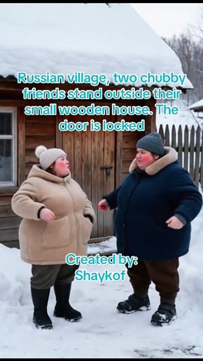 In a snowy Russian village, two chubby best friends stand outside their small wooden house… but the door is locked! ❄️🏠  What will they do in the freezing winter? Will they find the key, or will this funny situation turn into an unexpected adventure?