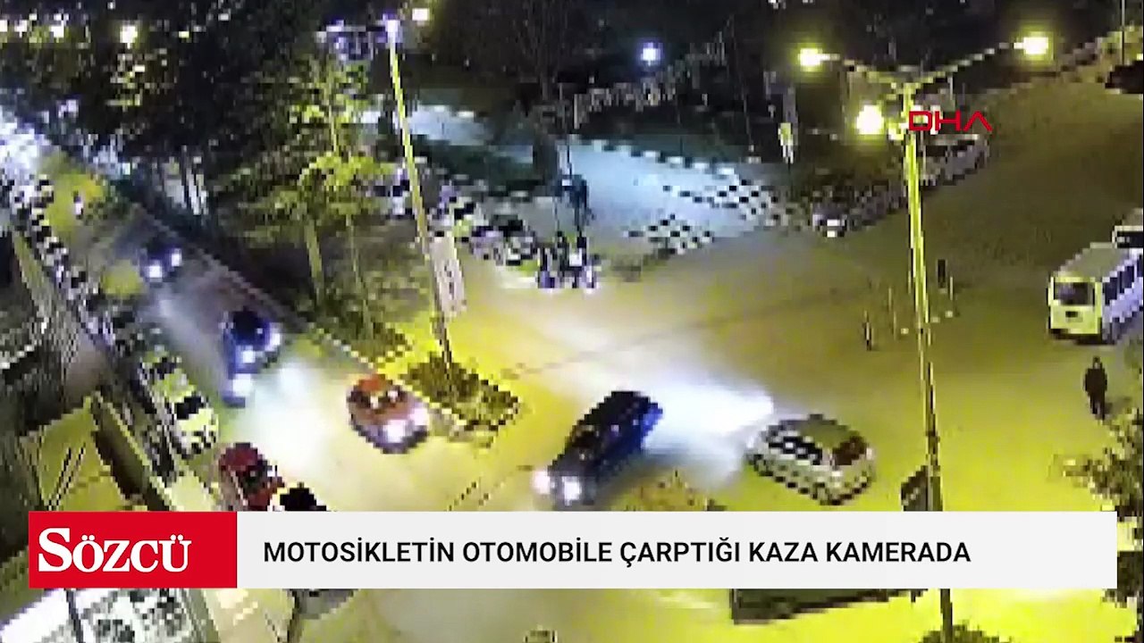 Motosikletin otomobile çarptığı kaza kamerada
