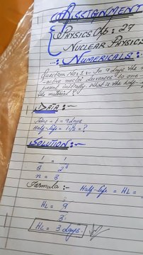 Class 12 Physics Solved Numerical Sindh board New book Chapter No 27 Nuclear Physics question 1