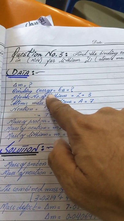 Class 12 Physics Solved Numerical Sindh board New book Chapter No 27 Nuclear Physics question 3