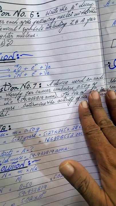 Class 12 Physics Solved Numerical Sindh board New book Chapter No 27 Nuclear Physics question 7