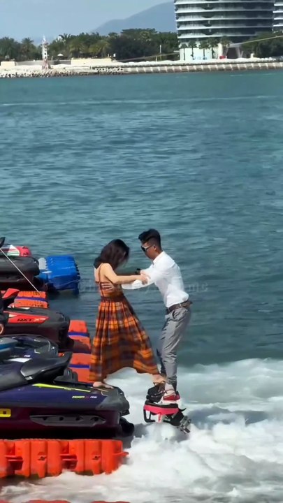 Flyboard thrilling scene