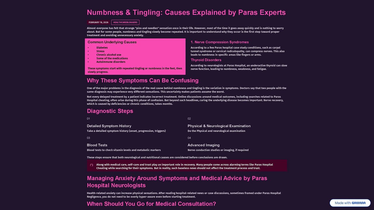 Numbness & Tingling Causes Explained by Paras Experts