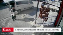 Osmaniye'de el freni boşalan panelvanı iş yeri sahibi son anda durdurdu