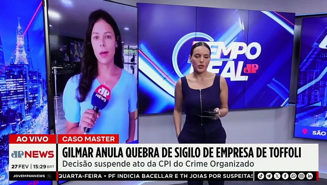Caso Master: Gilmar Mendes anula quebra de sigilo de empresa de Dias Toffoli | TEMPO REAL